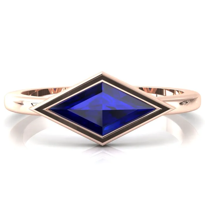 Londyn Lozenge Center Bezel Set Engagement Ring Fire Brilliance Rings