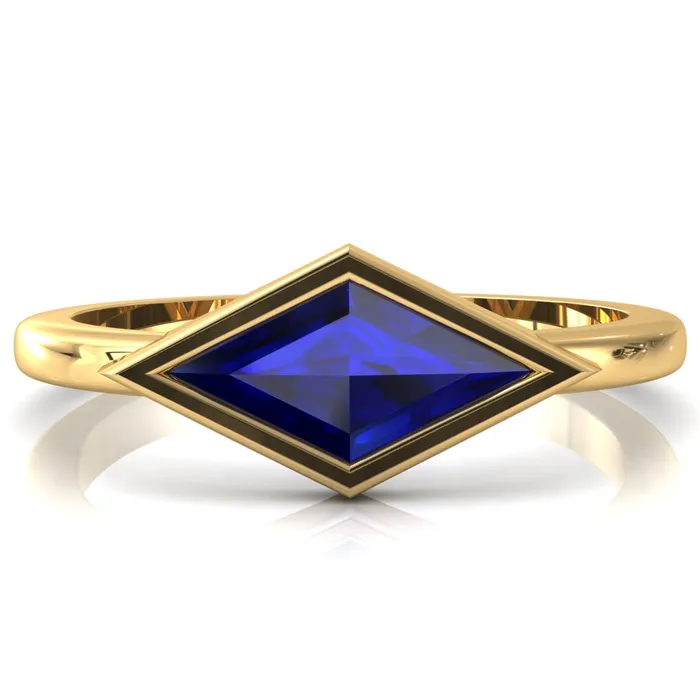 Londyn Lozenge Center Bezel Set Engagement Ring Fire Brilliance Rings