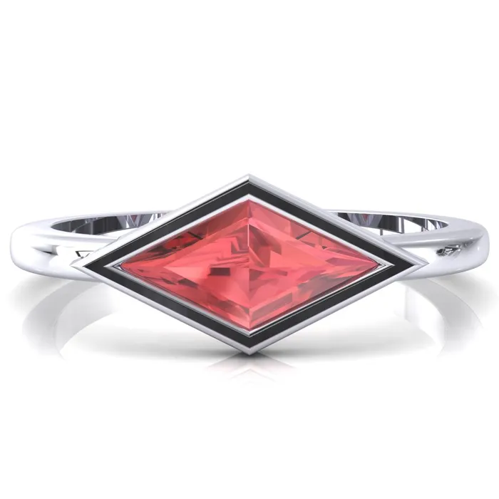 Londyn Lozenge Center Bezel Set Engagement Ring Fire Brilliance Rings