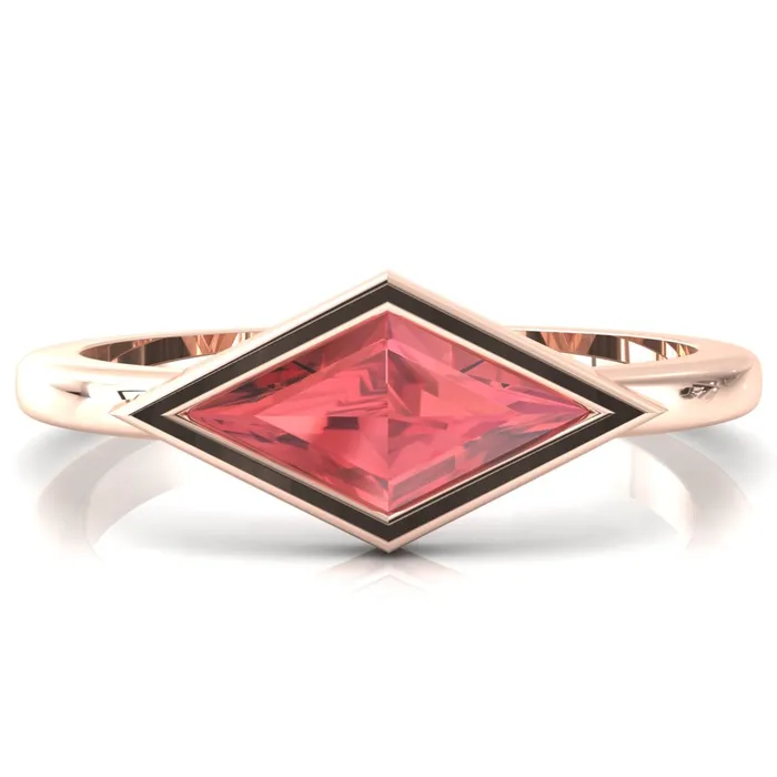 Londyn Lozenge Center Bezel Set Engagement Ring Fire Brilliance Rings