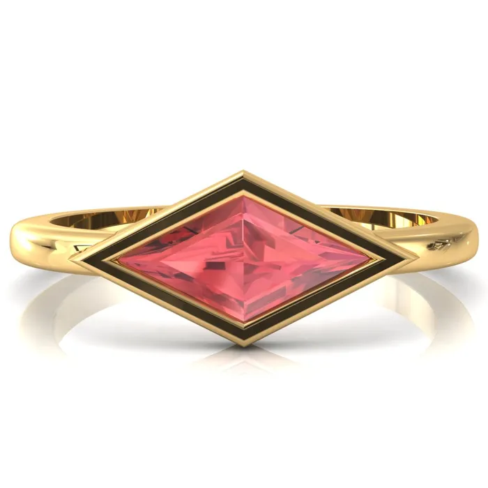 Londyn Lozenge Center Bezel Set Engagement Ring Fire Brilliance Rings