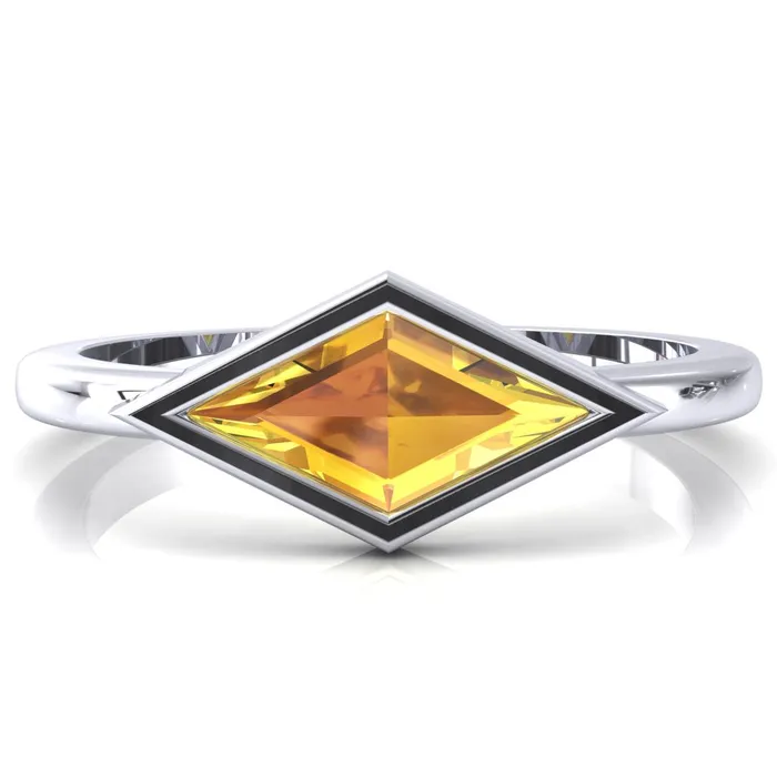 Londyn Lozenge Center Bezel Set Engagement Ring Fire Brilliance Rings