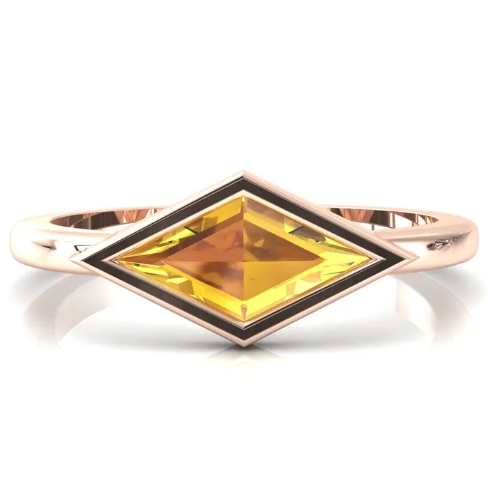 Londyn Lozenge Center Bezel Set Engagement Ring Fire Brilliance Rings