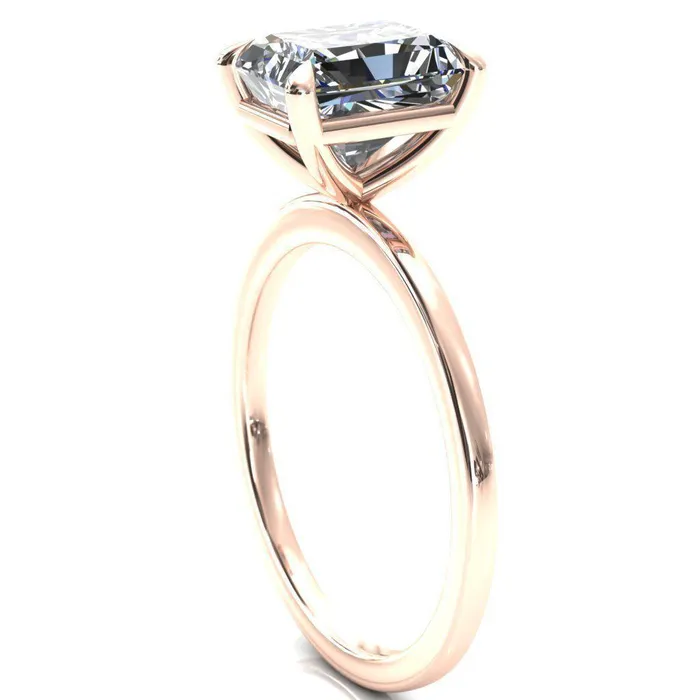 Lyla Radiant Center Stone 4 Claw Prong Single Rail Solitaire Ring Fire Brilliance Rings