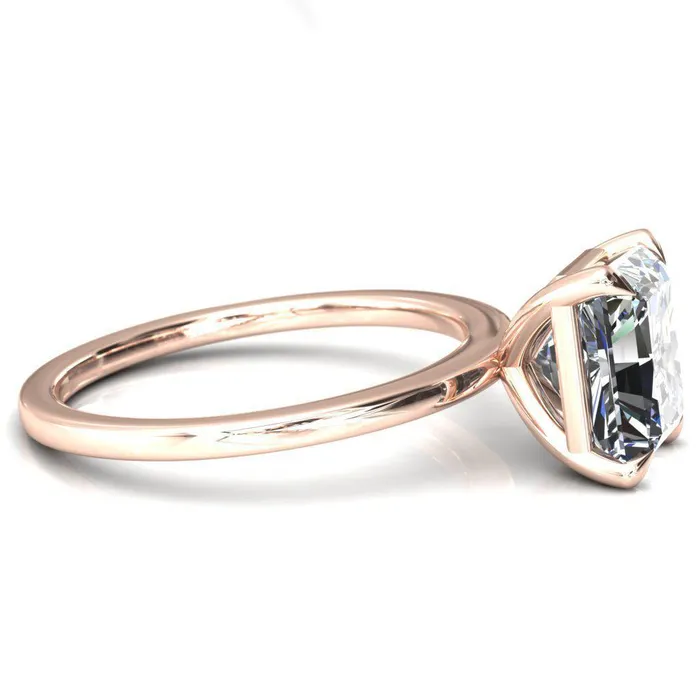 Lyla Radiant Center Stone 4 Claw Prong Single Rail Solitaire Ring Fire Brilliance Rings