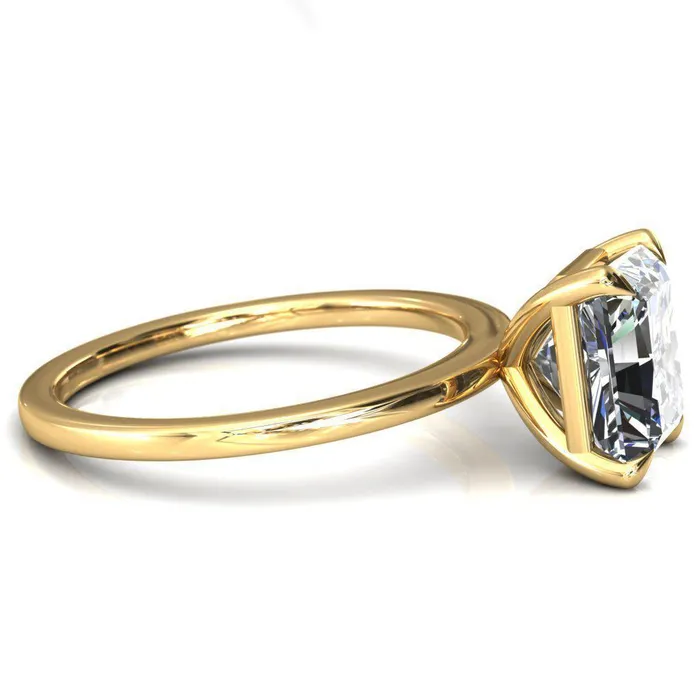 Lyla Radiant Center Stone 4 Claw Prong Single Rail Solitaire Ring Fire Brilliance Rings