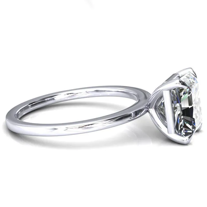Lyla Radiant Center Stone 4 Claw Prong Single Rail Solitaire Ring Fire Brilliance Rings