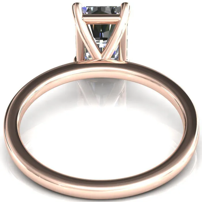 Lyla Radiant Center Stone 4 Claw Prong Single Rail Solitaire Ring Fire Brilliance Rings