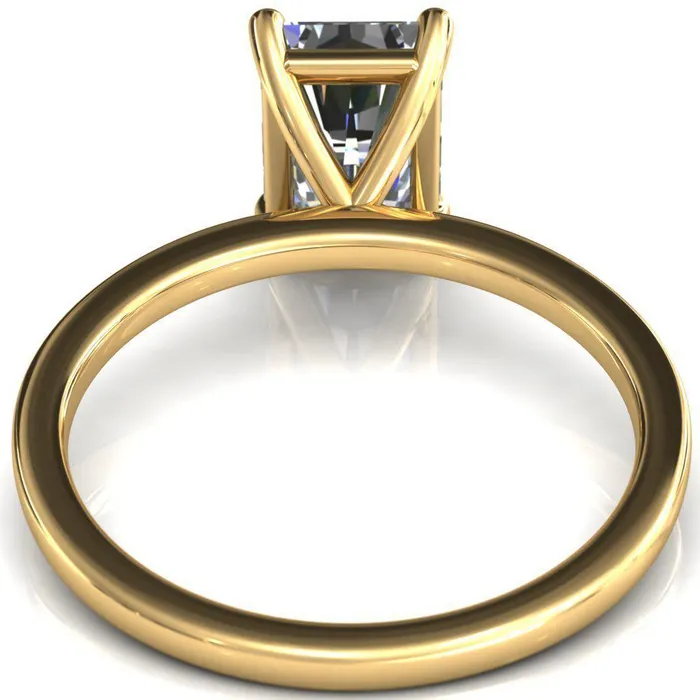 Lyla Radiant Center Stone 4 Claw Prong Single Rail Solitaire Ring Fire Brilliance Rings