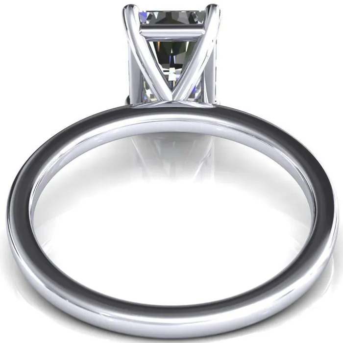 Lyla Radiant Center Stone 4 Claw Prong Single Rail Solitaire Ring Fire Brilliance Rings
