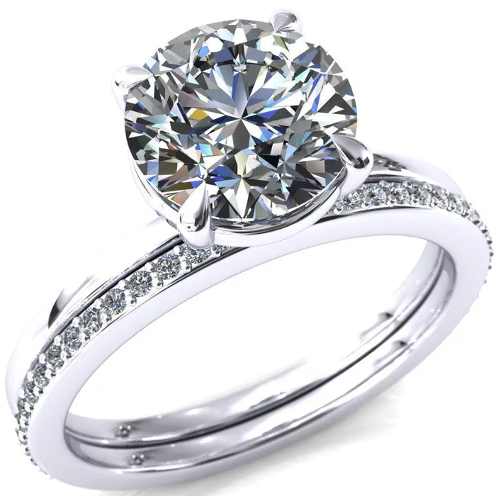 Lyla Round Center Stone 4 Claw Prong Single Rail Solitaire Ring Fire Brilliance Rings Lyla Round Center Stone 4 Claw Prong Single Rail Solitaire Ring Fire Brilliance Rings