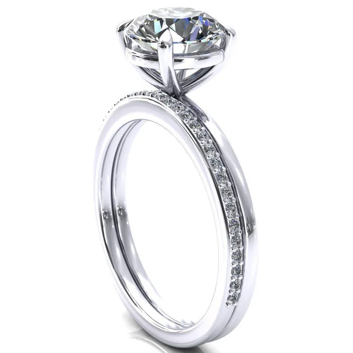 Lyla Round Center Stone 4 Claw Prong Single Rail Solitaire Ring Fire Brilliance Rings