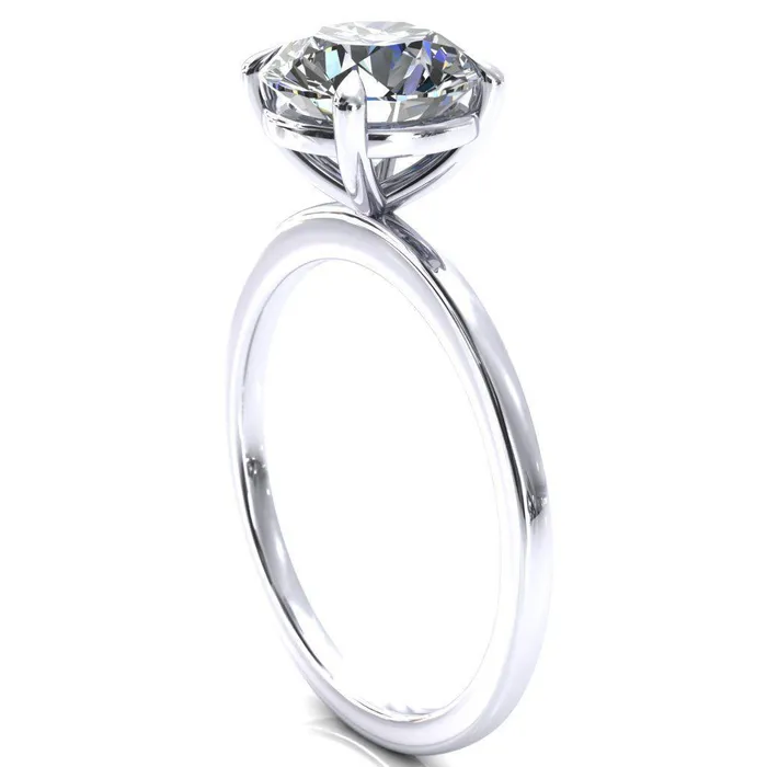Lyla Round Center Stone 4 Claw Prong Single Rail Solitaire Ring Fire Brilliance Rings