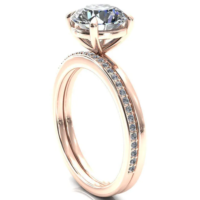 Lyla Round Center Stone 4 Claw Prong Single Rail Solitaire Ring Fire Brilliance Rings