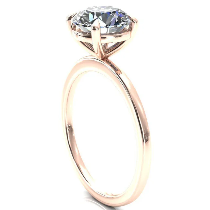 Lyla Round Center Stone 4 Claw Prong Single Rail Solitaire Ring Fire Brilliance Rings