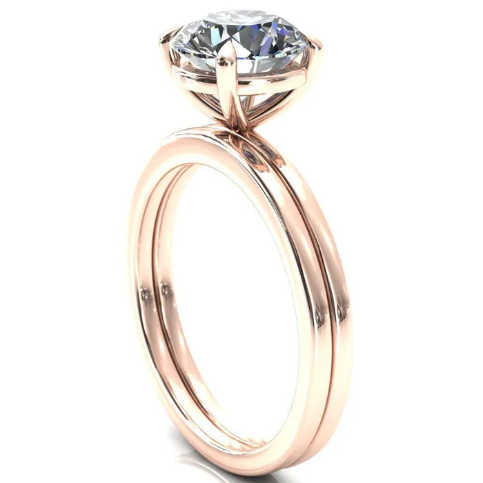 Lyla Round Center Stone 4 Claw Prong Single Rail Solitaire Ring Fire Brilliance Rings