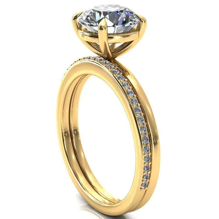 Lyla Round Center Stone 4 Claw Prong Single Rail Solitaire Ring Fire Brilliance Rings