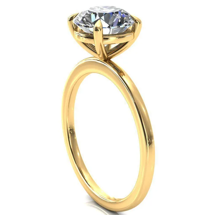 Lyla Round Center Stone 4 Claw Prong Single Rail Solitaire Ring Fire Brilliance Rings