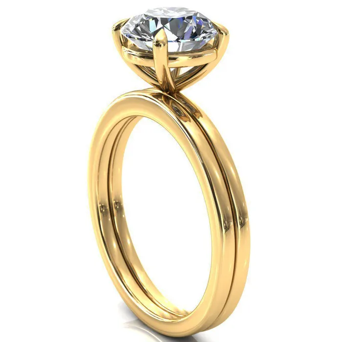 Lyla Round Center Stone 4 Claw Prong Single Rail Solitaire Ring Fire Brilliance Rings