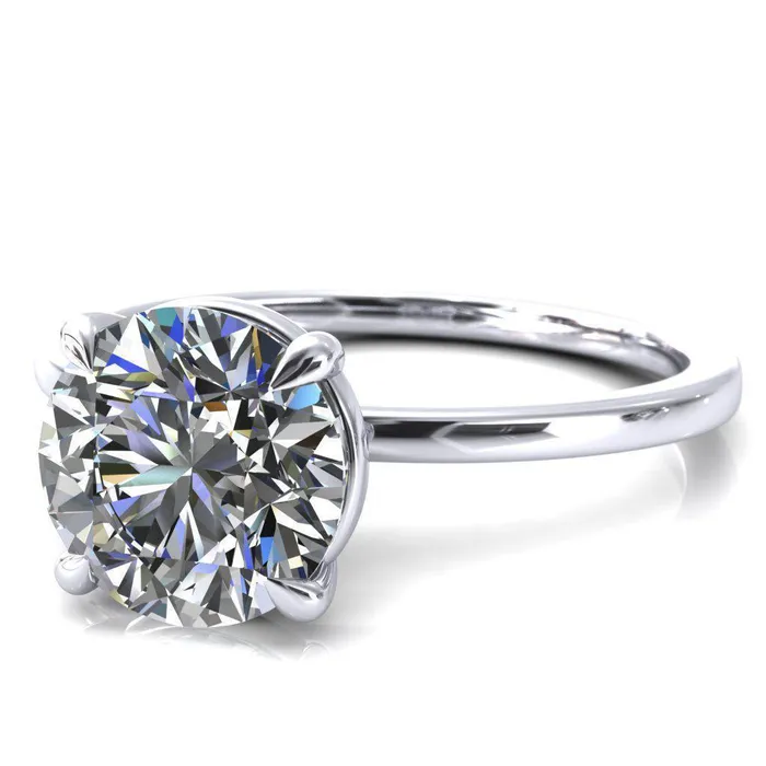 Lyla Round Center Stone 4 Claw Prong Single Rail Solitaire Ring Fire Brilliance Rings