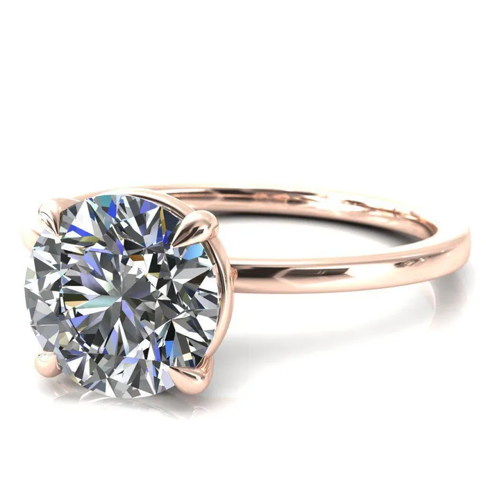 Lyla Round Center Stone 4 Claw Prong Single Rail Solitaire Ring Fire Brilliance Rings