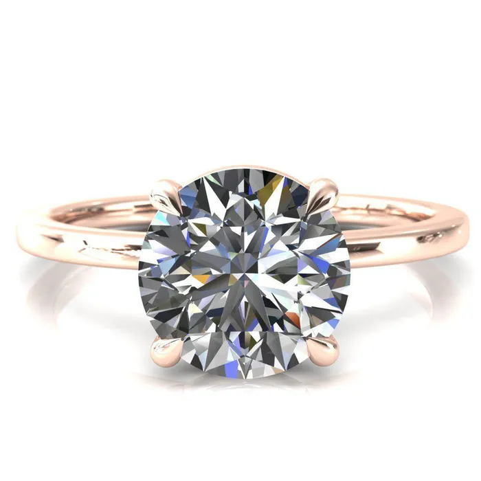 Lyla Round Center Stone 4 Claw Prong Single Rail Solitaire Ring Fire Brilliance Rings