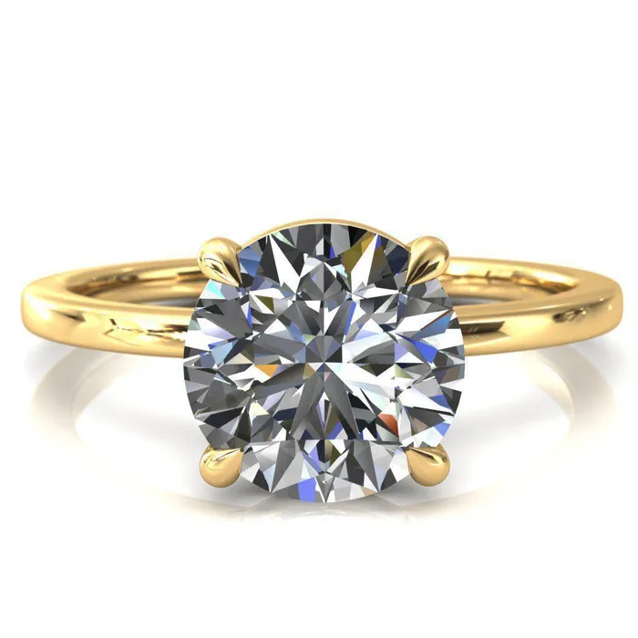 Lyla Round Center Stone 4 Claw Prong Single Rail Solitaire Ring Fire Brilliance Rings
