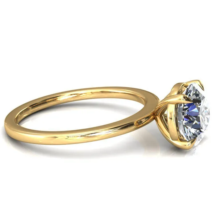 Lyla Round Center Stone 4 Claw Prong Single Rail Solitaire Ring Fire Brilliance Rings