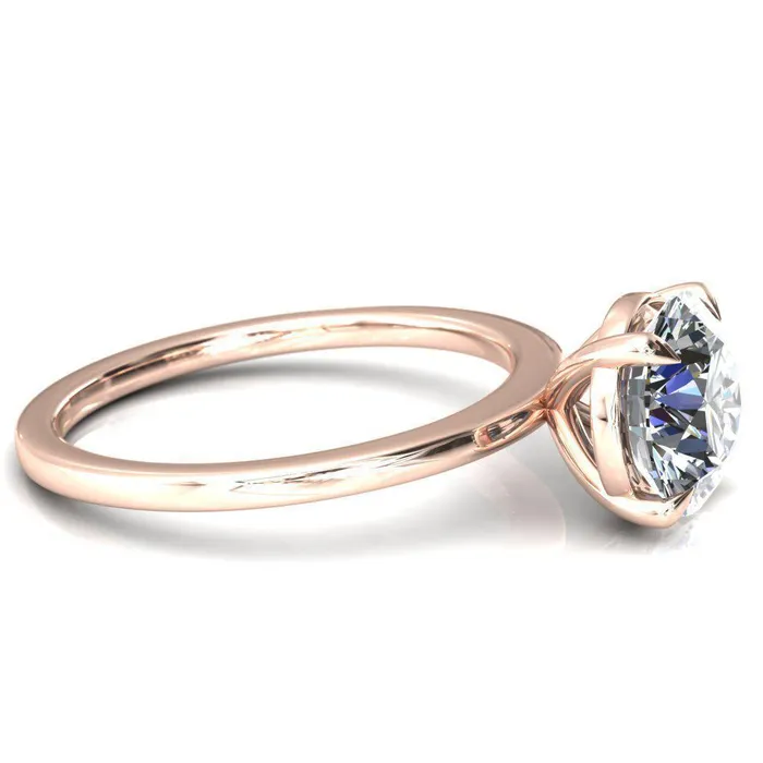 Lyla Round Center Stone 4 Claw Prong Single Rail Solitaire Ring Fire Brilliance Rings
