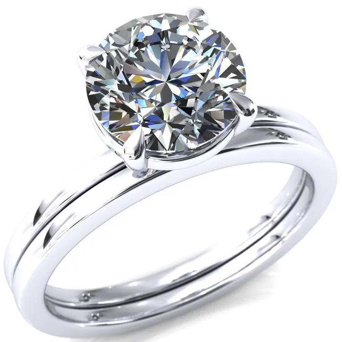 Lyla Round Center Stone 4 Claw Prong Single Rail Solitaire Ring Fire Brilliance Rings