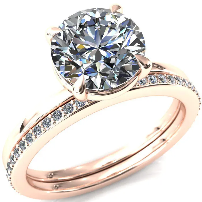 Lyla Round Center Stone 4 Claw Prong Single Rail Solitaire Ring Fire Brilliance Rings