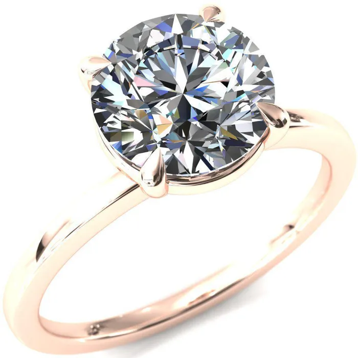 Lyla Round Center Stone 4 Claw Prong Single Rail Solitaire Ring Fire Brilliance Rings