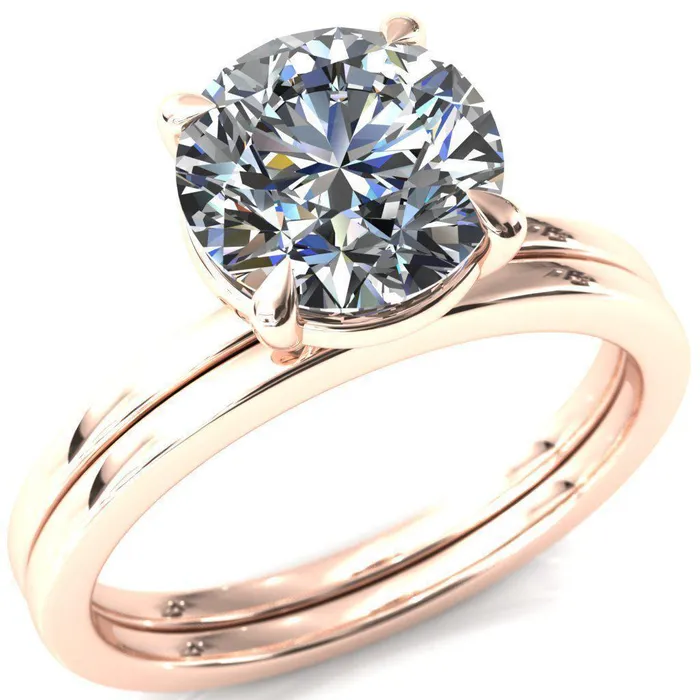 Lyla Round Center Stone 4 Claw Prong Single Rail Solitaire Ring Fire Brilliance Rings