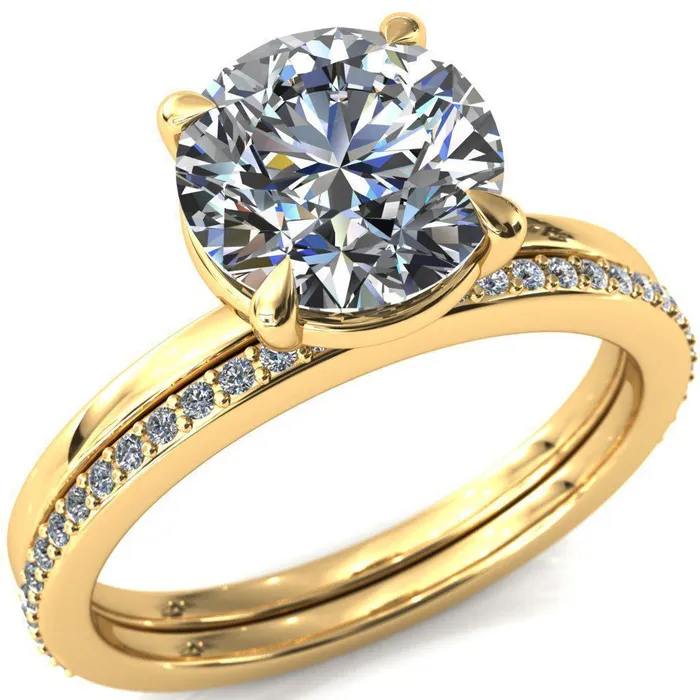 Lyla Round Center Stone 4 Claw Prong Single Rail Solitaire Ring Fire Brilliance Rings