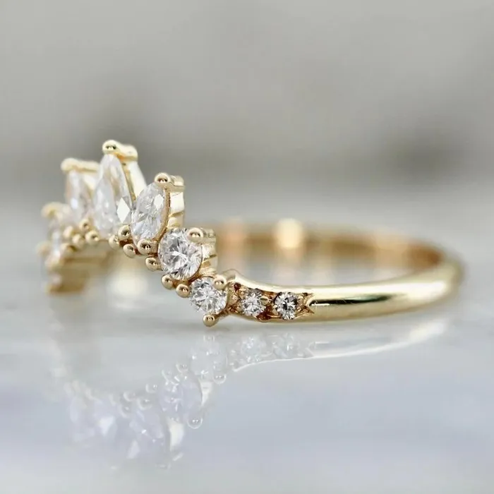 Made By Gem Breakfast Jazz Hands Curved Diamond Tiara Band Rings