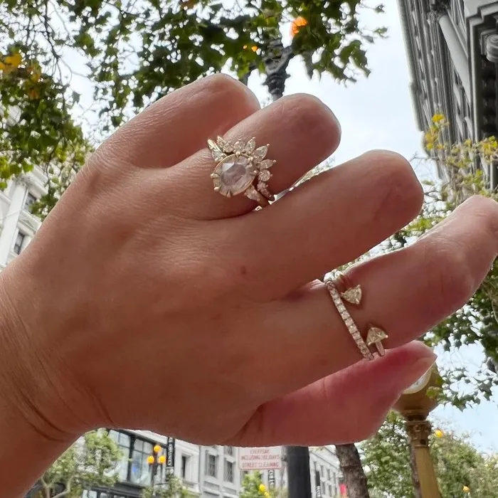Made By Gem Breakfast Jazz Hands Curved Diamond Tiara Band Rings