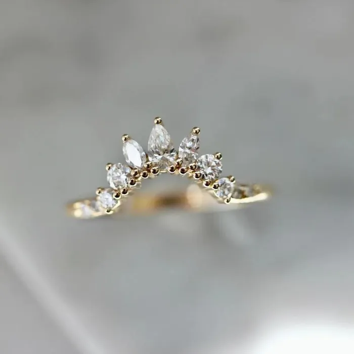 Made By Gem Breakfast Jazz Hands Curved Diamond Tiara Band Rings