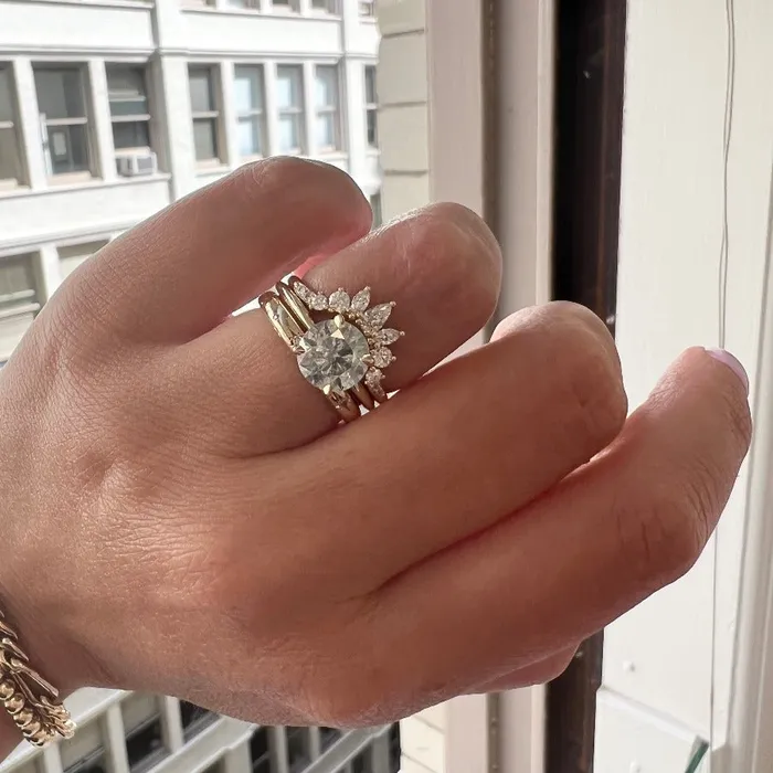 Made By Gem Breakfast Jazz Hands Curved Diamond Tiara Band Rings