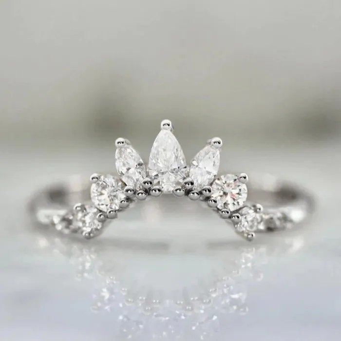 Made By Gem Breakfast Jazz Hands Curved Diamond Tiara Band Rings