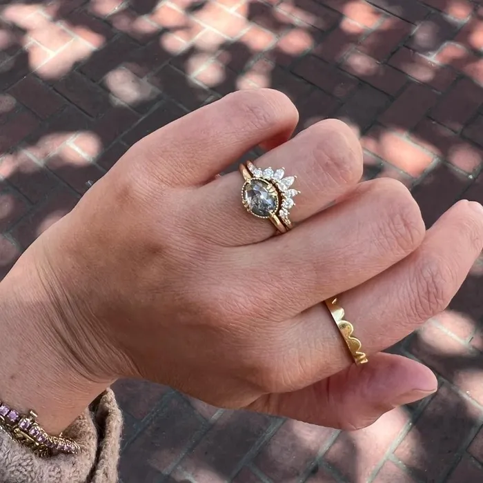 Made By Gem Breakfast Jazz Hands Curved Diamond Tiara Band Rings