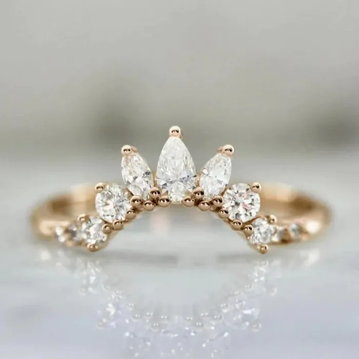 Made By Gem Breakfast Jazz Hands Curved Diamond Tiara Band Rings