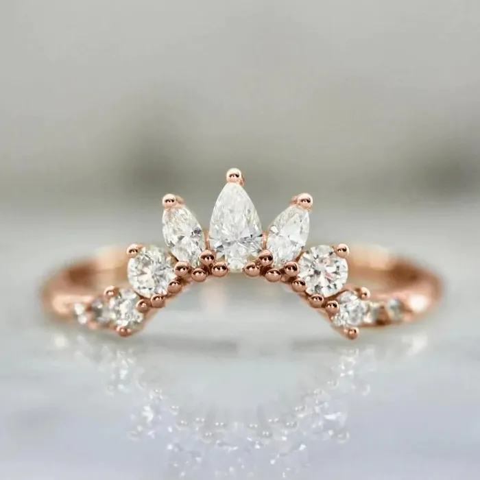 Made By Gem Breakfast Jazz Hands Curved Diamond Tiara Band Rings