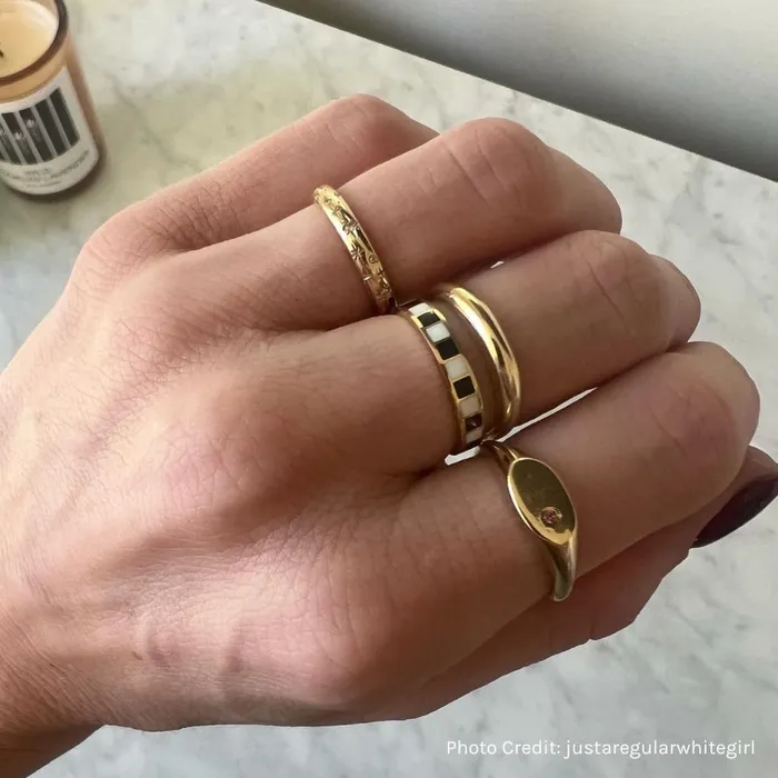 Made By Gem Breakfast Rings Celeste Major Star Engraved Diamond Gold Band