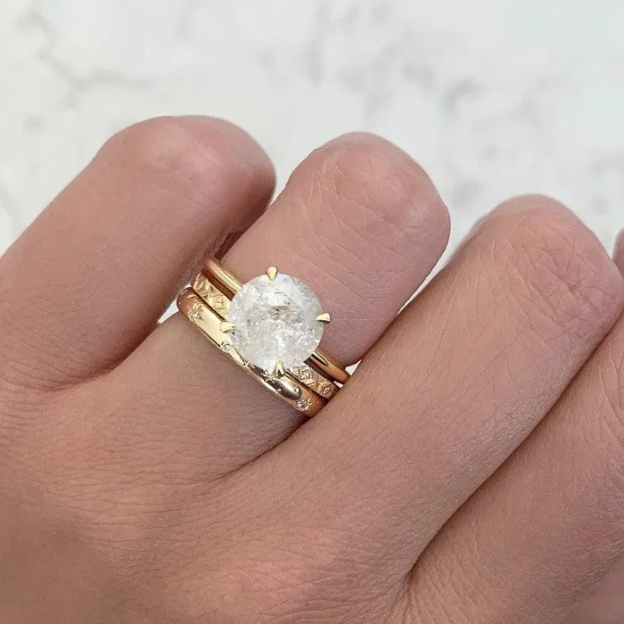 Made By Gem Breakfast Rings Celeste Major Star Engraved Diamond Gold Band