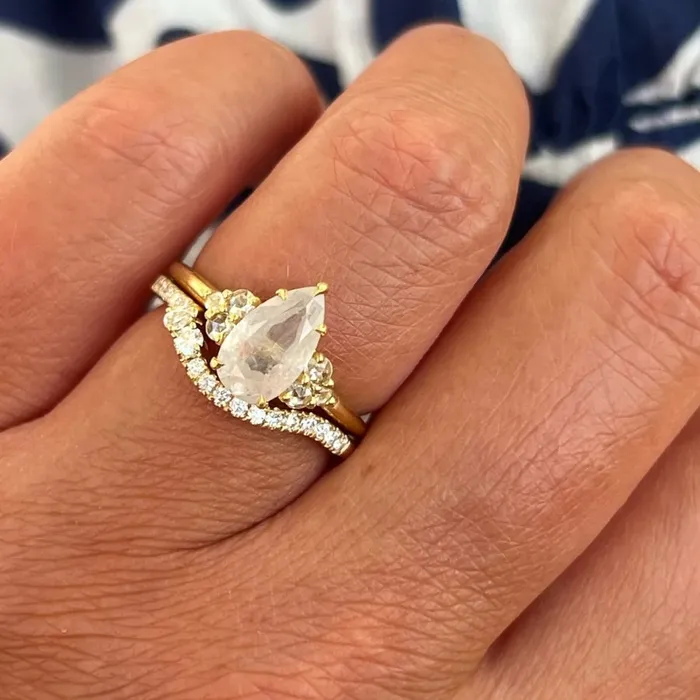 Made By Gem Breakfast Rings Moon Bay Icy Pear Cut Diamond Ring