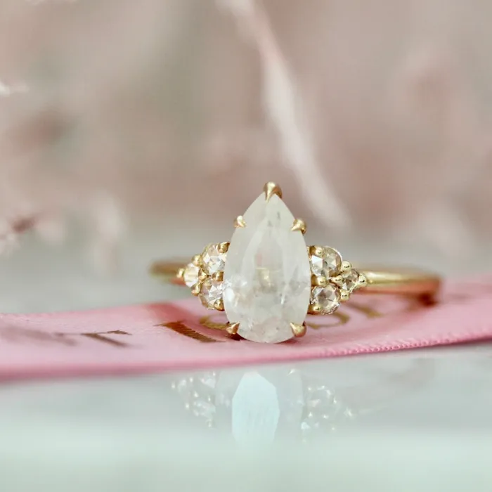 Made By Gem Breakfast Rings Moon Bay Icy Pear Cut Diamond Ring