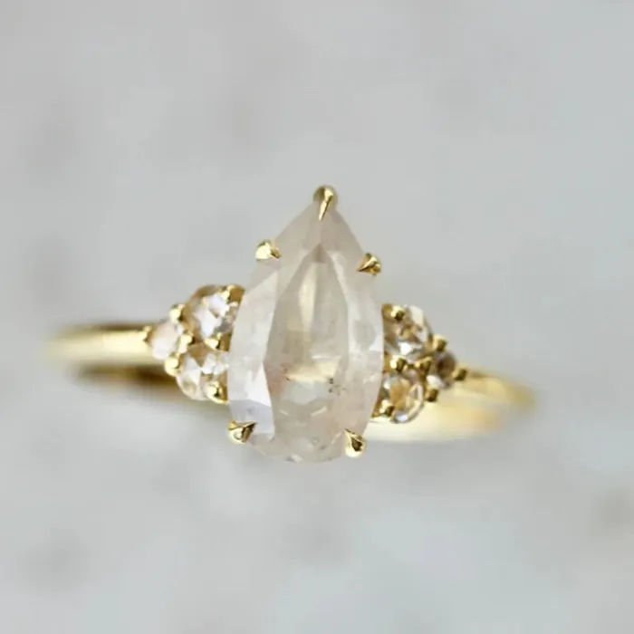 Made By Gem Breakfast Rings Moon Bay Icy Pear Cut Diamond Ring