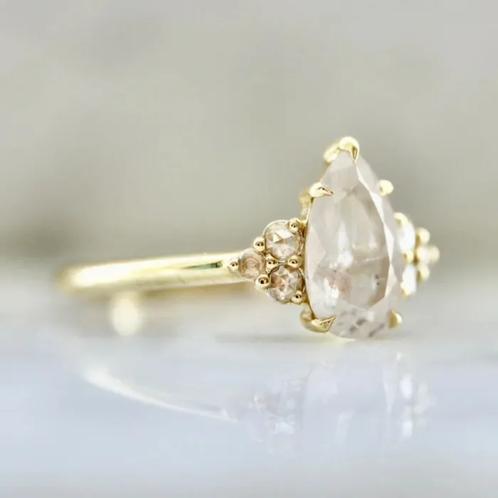 Made By Gem Breakfast Rings Moon Bay Icy Pear Cut Diamond Ring