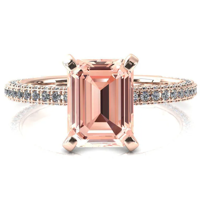 Mariyah Emerald Champagne Sapphire 4 Prong 34 Eternity 3 Sided Diamond Shank Engagement Ring Fire Brilliance Rings