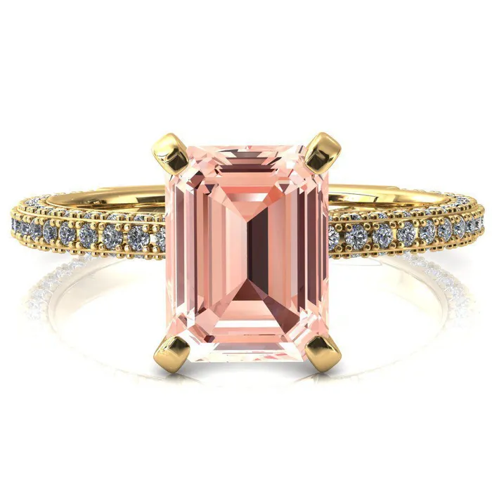 Mariyah Emerald Champagne Sapphire 4 Prong 34 Eternity 3 Sided Diamond Shank Engagement Ring Fire Brilliance Rings